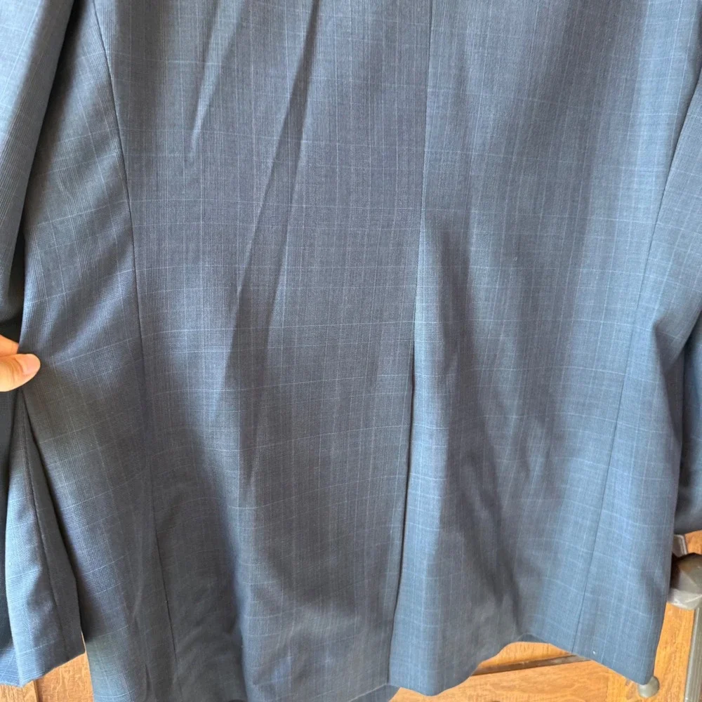 Lauren Ralph Lauren Blazer Men 46R Navy Gray Check Wool Sport Coat Pure New Wool